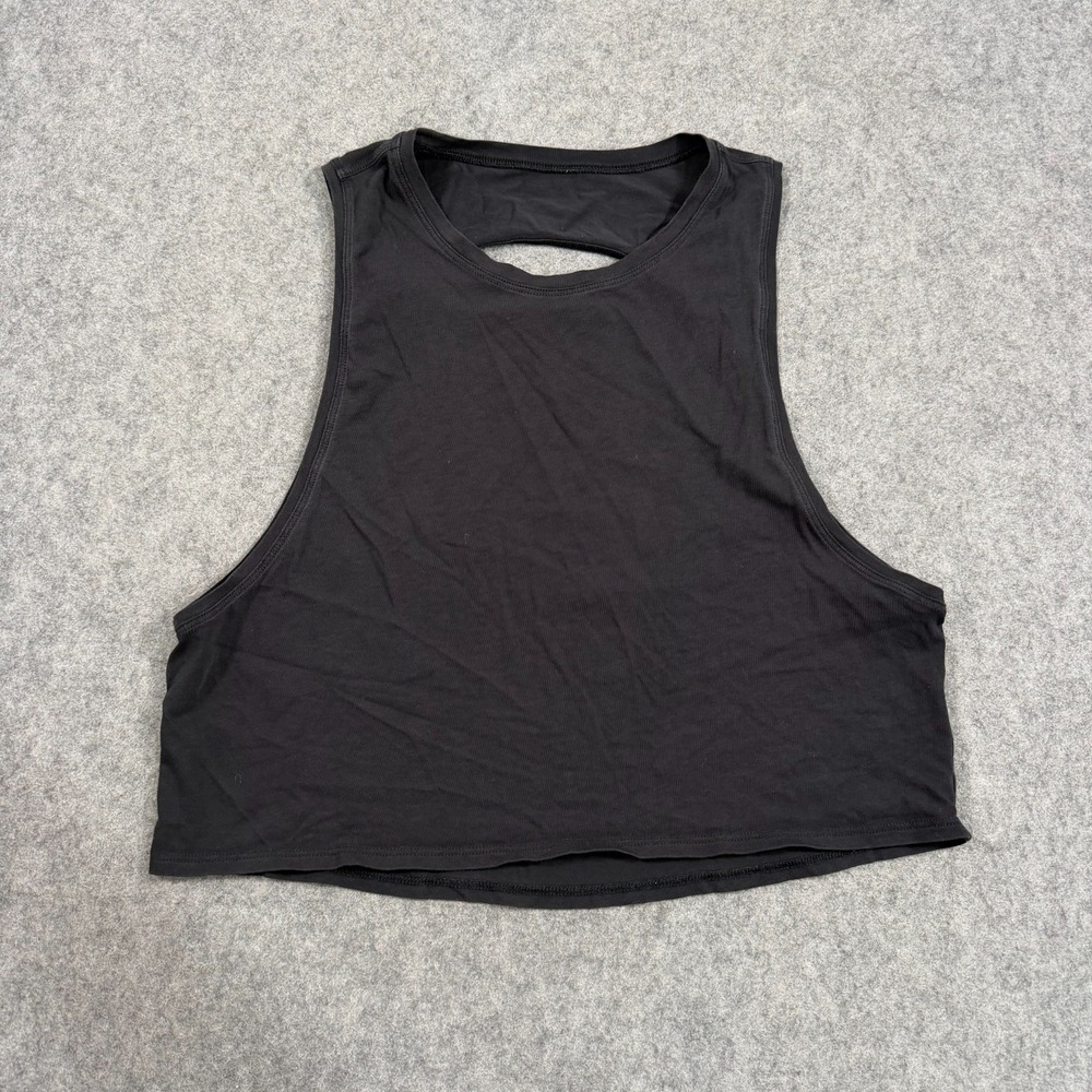 Lululemon Black Sculpt Open Back Keyhole Crop Cropped Tank Top Women's Size 4